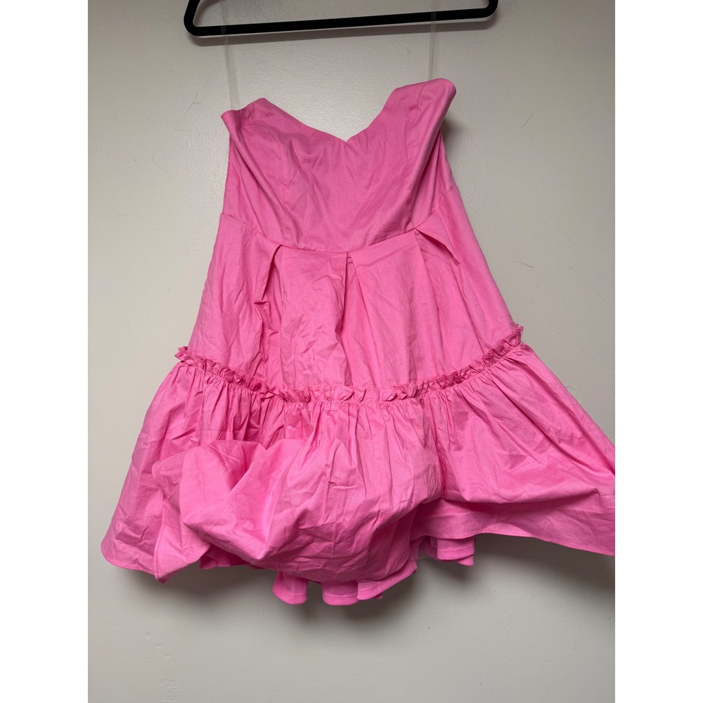 Hunter & Skye Pink Ruffle Tiered Strapless Dress Medium‎ Cotton Spandex Smocked